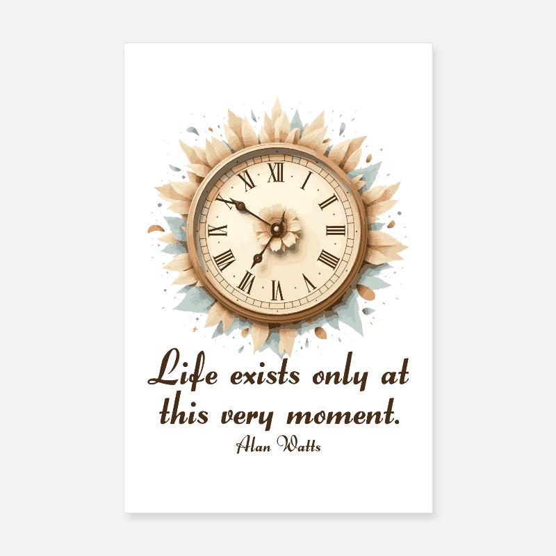 La vie dans l’instant Alan Watts Horloge Art Poster 20 x 30 cm