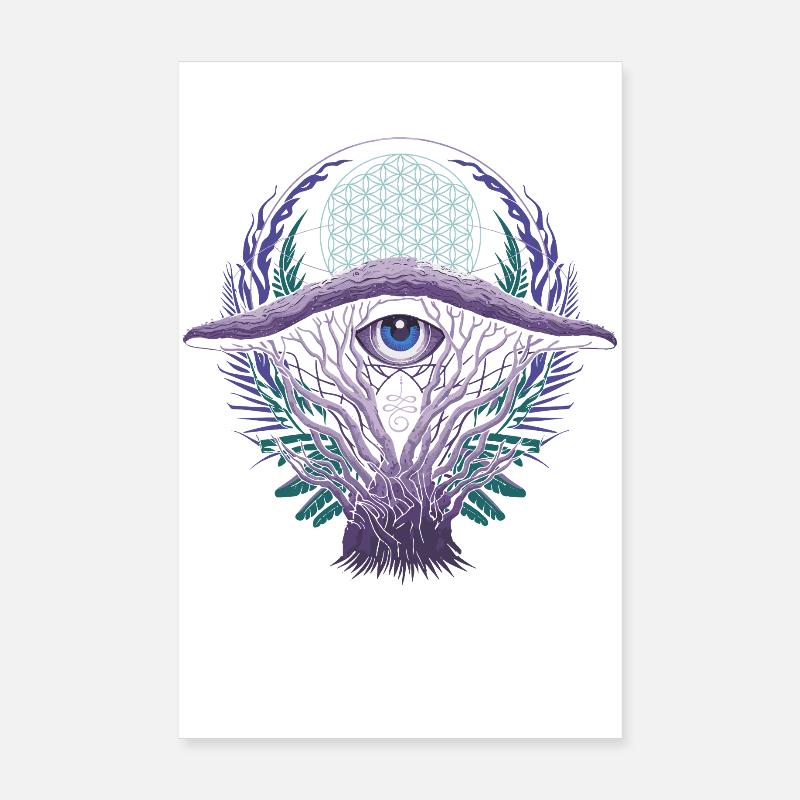Champignons du troisième œil | Conception de vision mystique Poster 20 x 30 cm