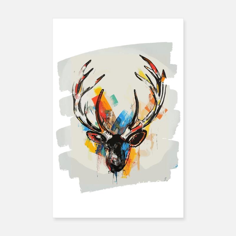 Hirsch mit Geweih Poster 20x30 cm