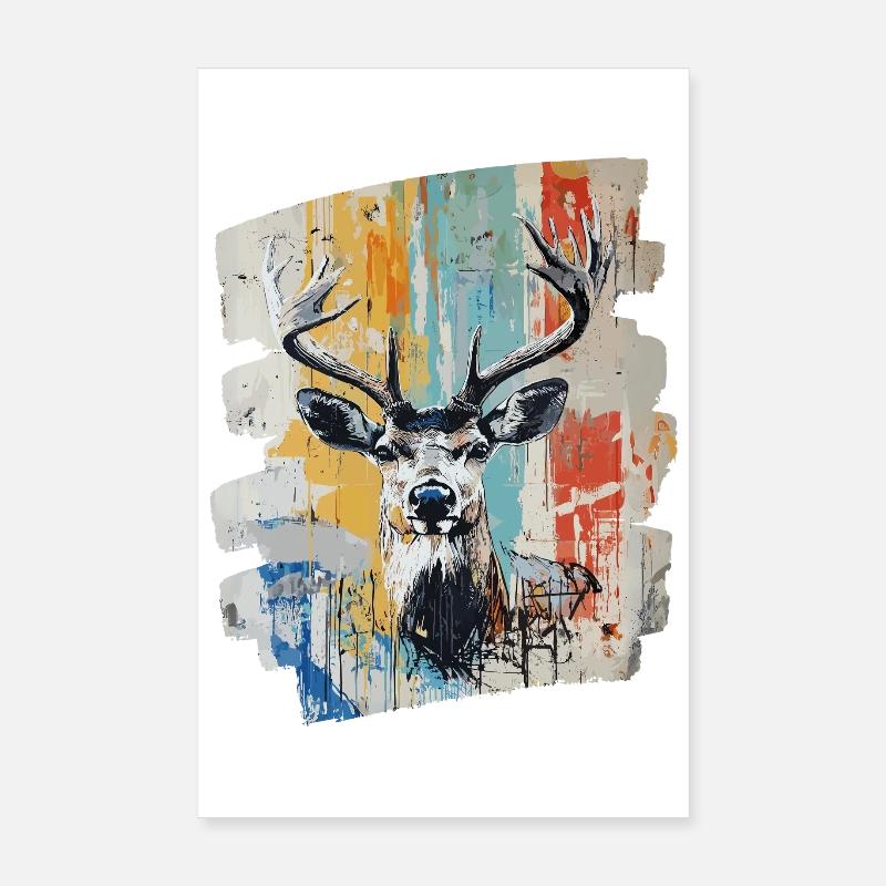 Hirsch mit Geweih Poster 20x30 cm