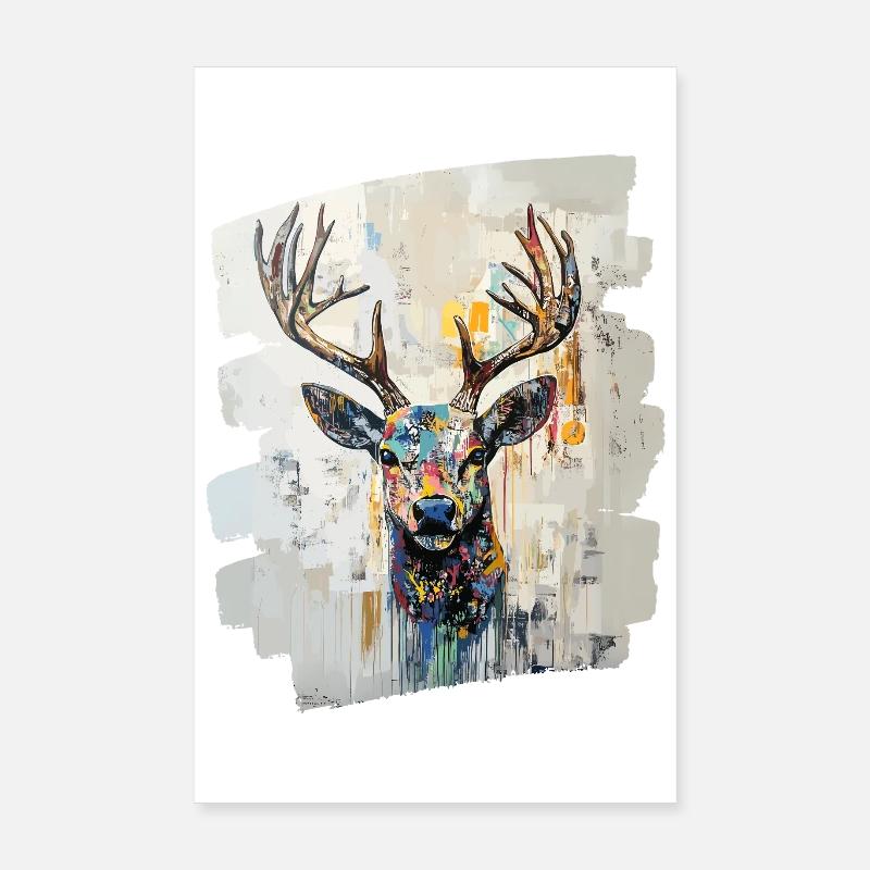Hirsch mit Geweih Poster 20x30 cm