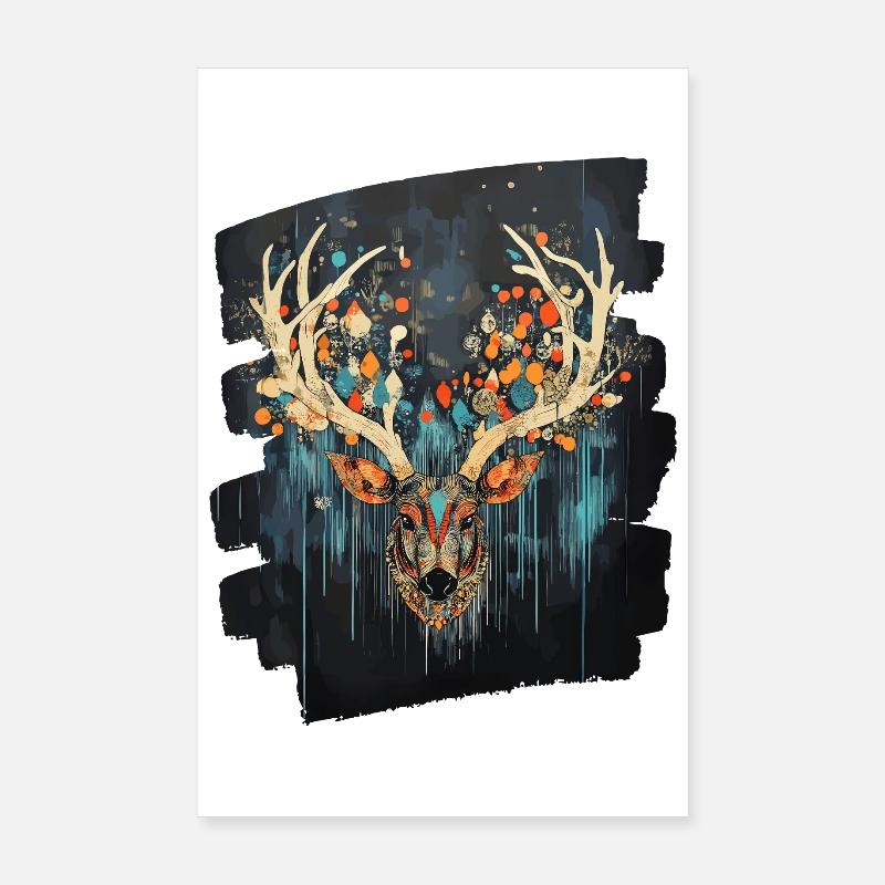 Hirsch mit Geweih Poster 20x30 cm