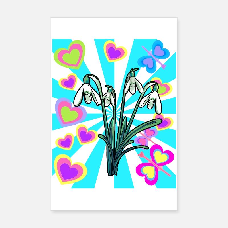 Retro Vintage Snowdrop Flowers Spring Poster 8" x 12" (20x30 cm)