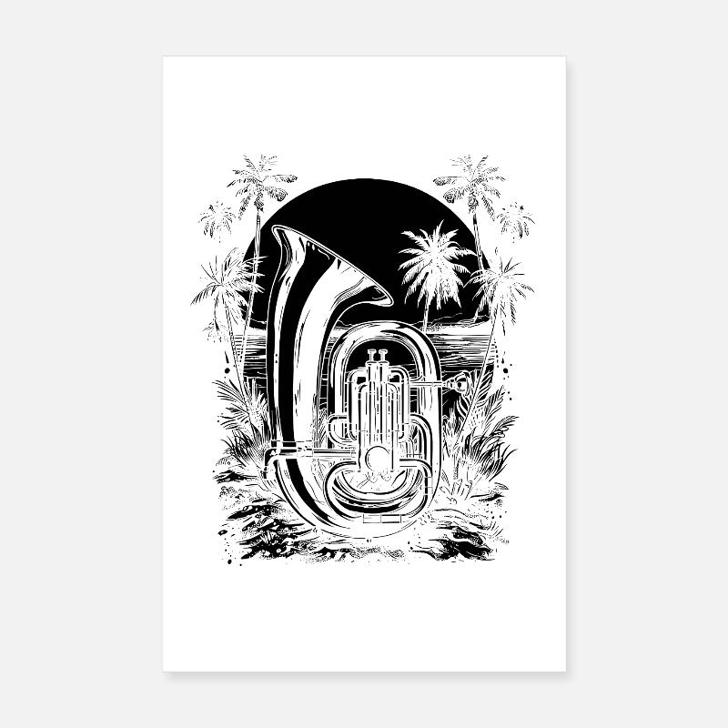 Dessin de tuba - Poster 20 x 30 cm - blanc