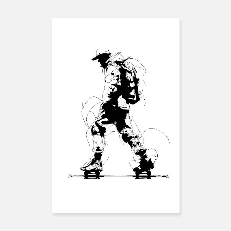Roller Skater Zeichnung Poster 20x30 cm
