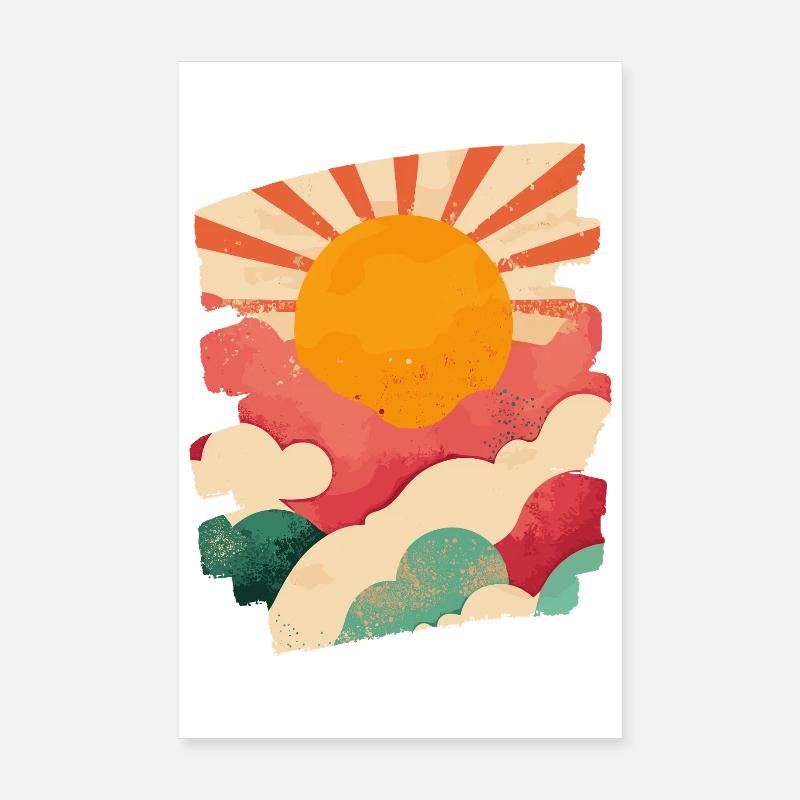 Soleil d’été Coucher de soleil Poster 20 x 30 cm