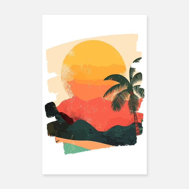 Summer Palm Tree Sunset Poster 8" x 12" (20x30 cm)