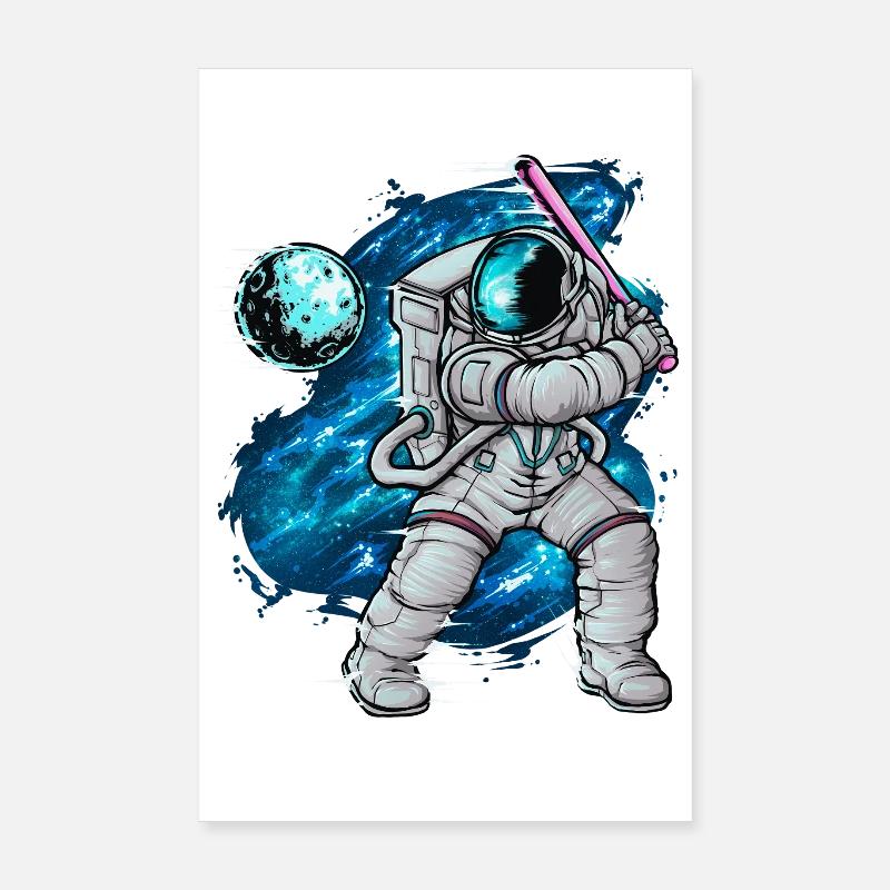 Baseball Astronaut Poster 20x30 cm
