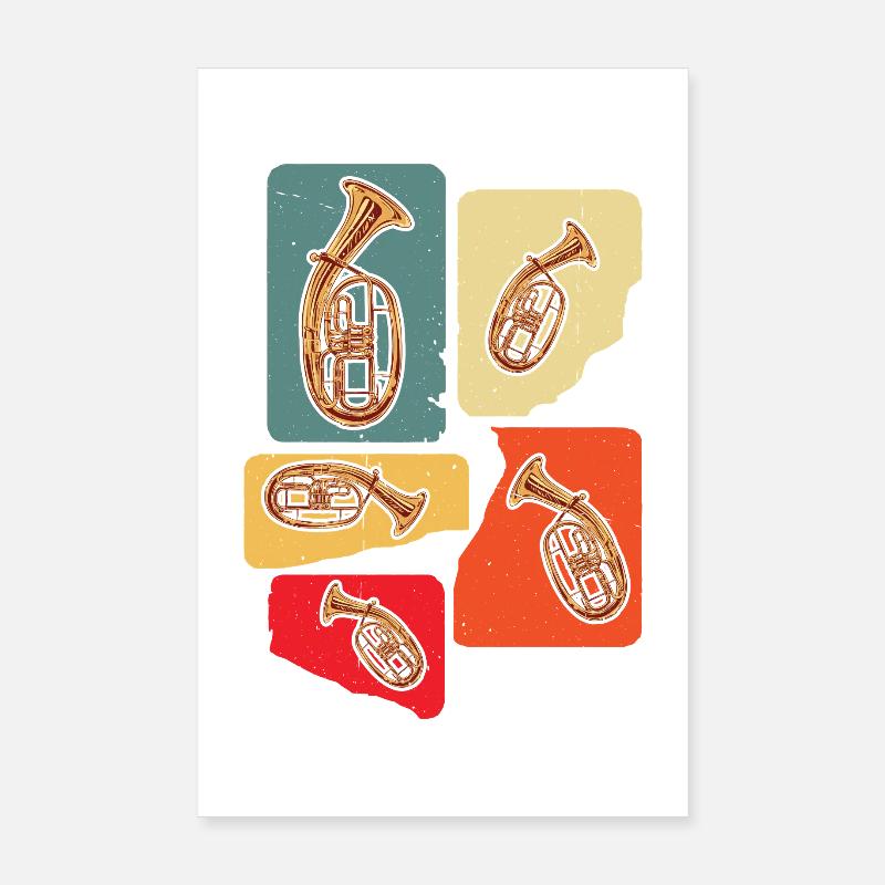 Conception créative de cor ténor dans des couleurs rétro Poster 20 x 30 cm