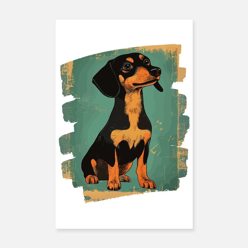 Teckel Dackel - Poster 20 x 30 cm - blanc