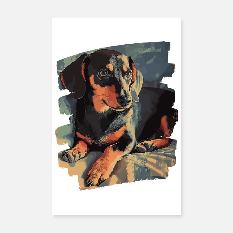 Teckel Dackel - Poster 20 x 30 cm - blanc