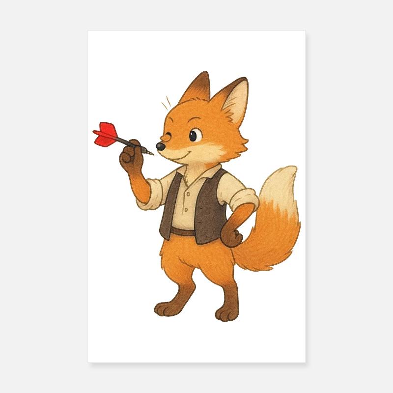 Fuchs beim Darten Poster 20x30 cm