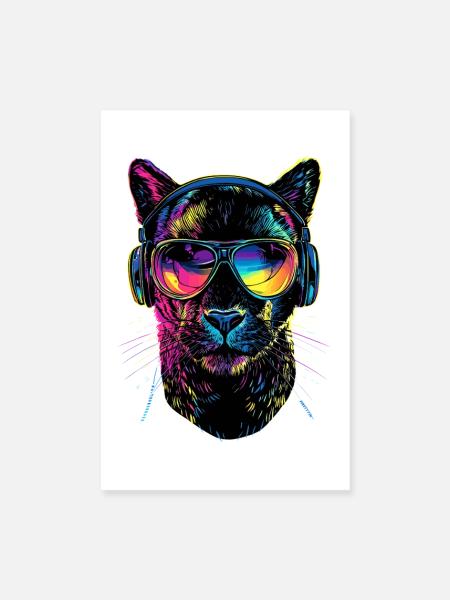 Panther Leopard Raubkatze Süße Großkatze Panter - Poster 20x30 cm - Weiß - Vorne