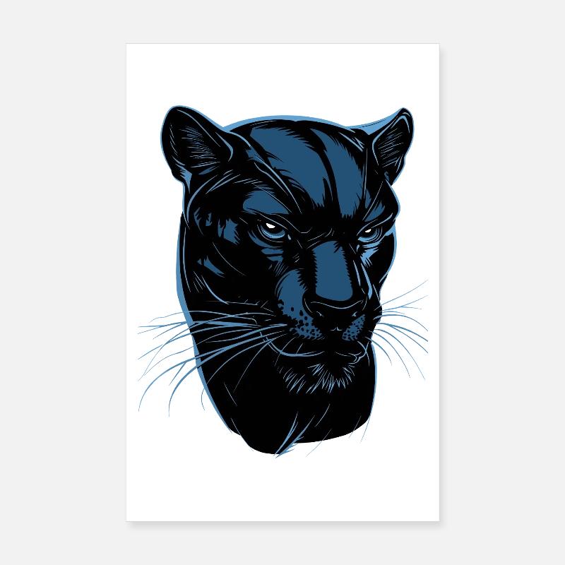 Panther Leopard Raubkatze Süße Großkatze Panter - Poster 20x30 cm - Weiß