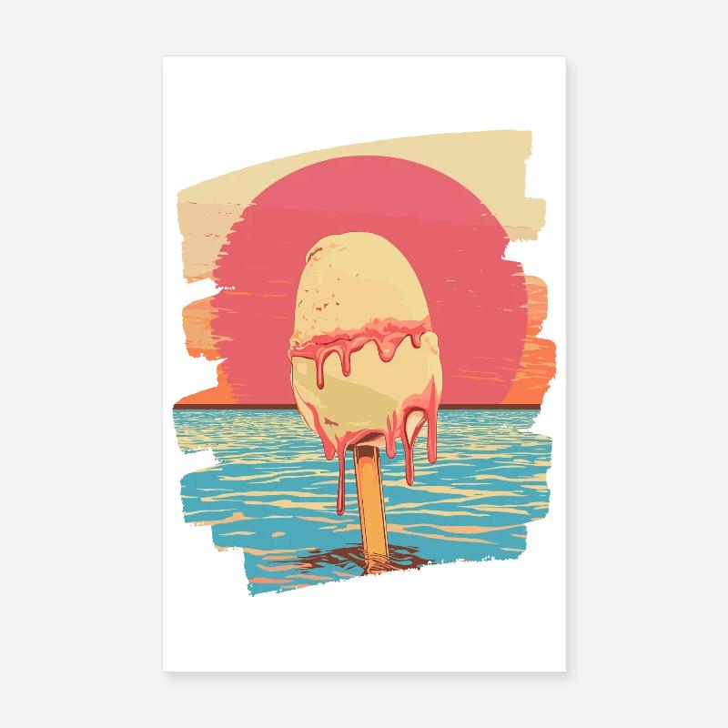 Glace et boule de glace coucher de soleil d’été Poster 20 x 30 cm