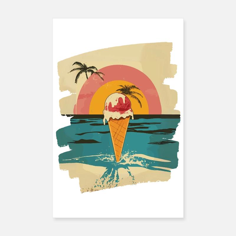 Glace et boule de glace coucher de soleil d’été Poster 20 x 30 cm