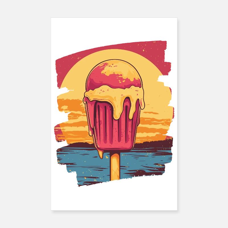 Glace et boule de glace coucher de soleil d’été Poster 20 x 30 cm
