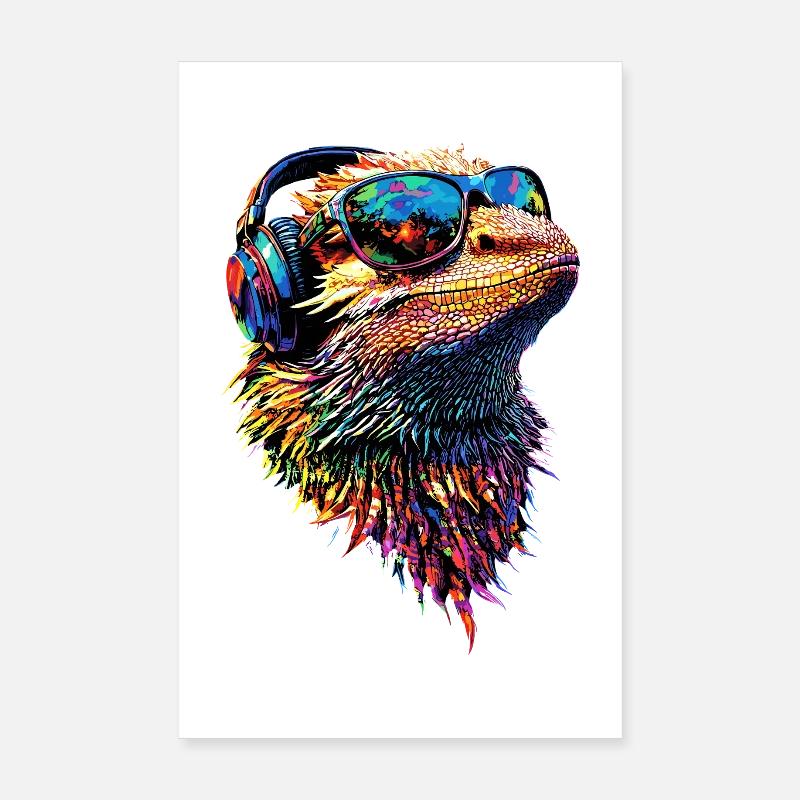 Bartagame Echse Bearded Dragon Süße Bartagamen - Poster 20x30 cm - Weiß