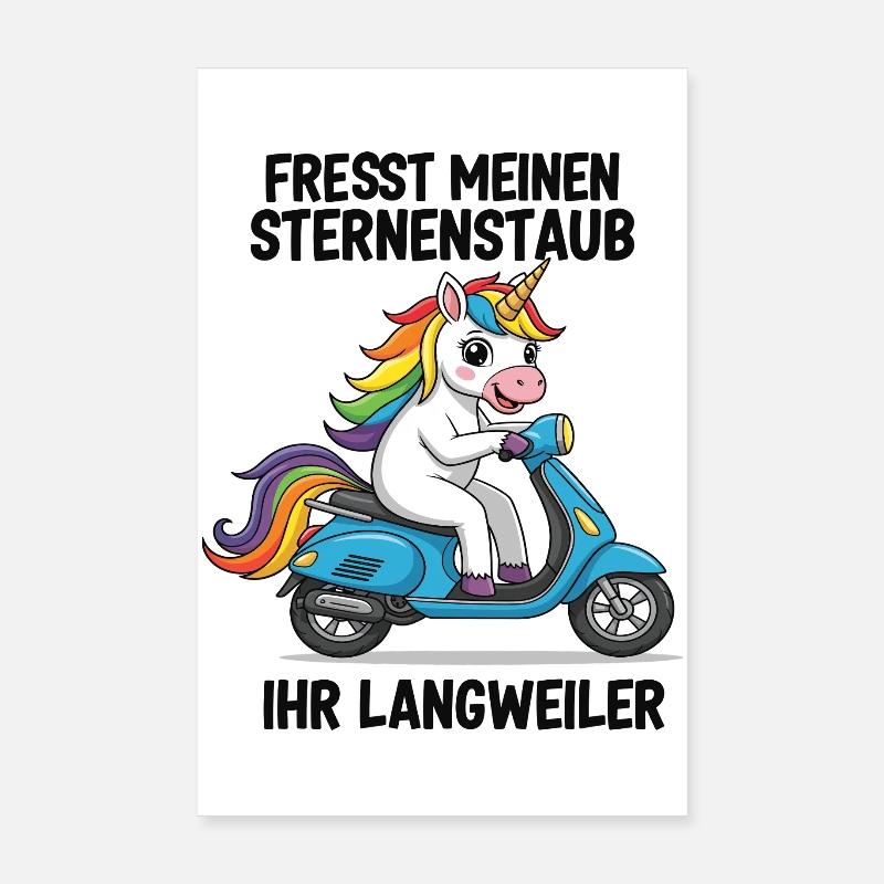 Trottinette Licorne Poster 20 x 30 cm