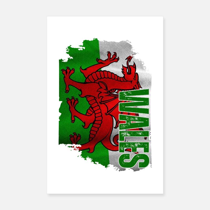 Vertical Welsh flag, Welsh pride Poster 8" x 12" (20x30 cm)