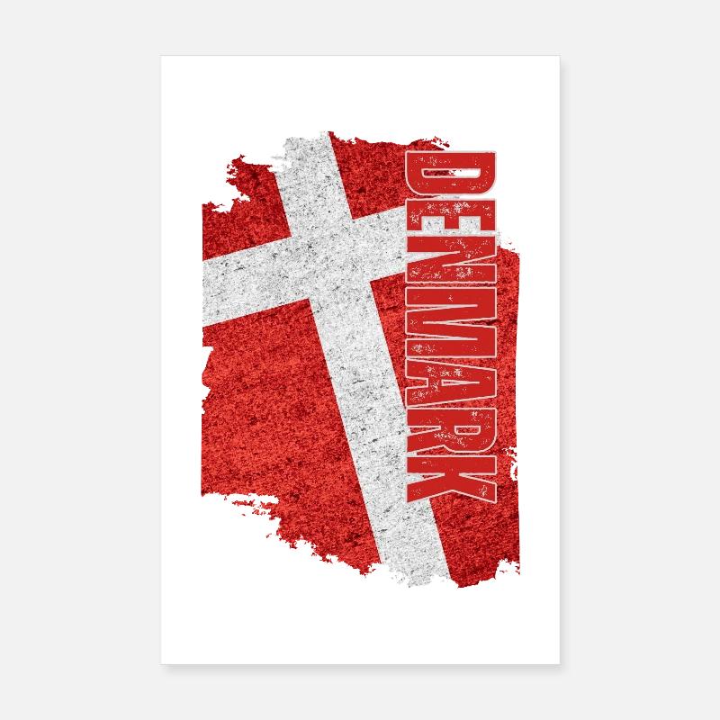 Vertical Denmark Flag, I Love Denmark Poster 8" x 12" (20x30 cm)