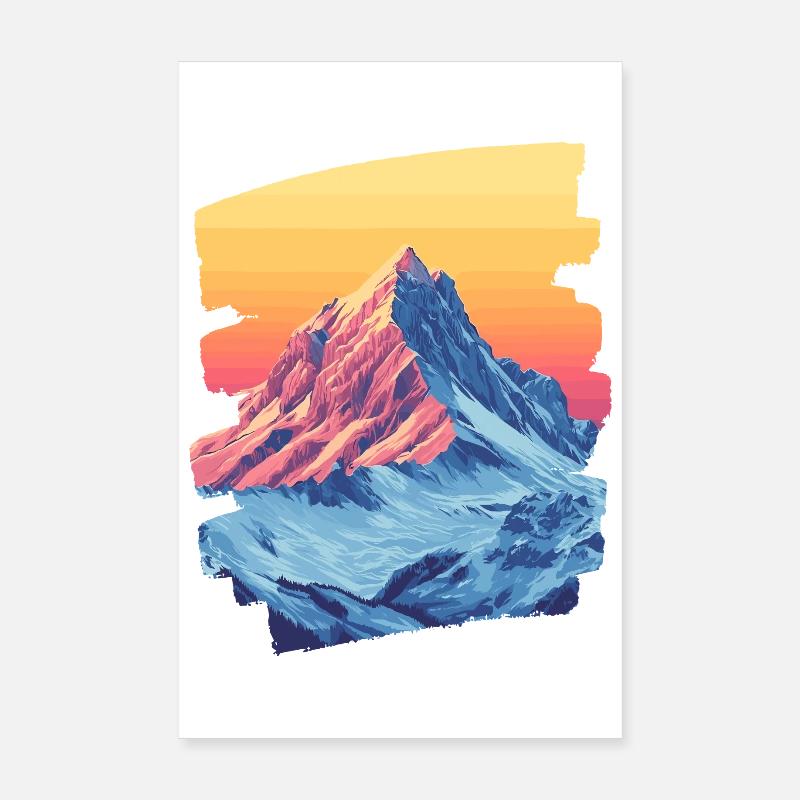 Berge Klettern Kletterer Wandern - Poster 20x30 cm - Weiß