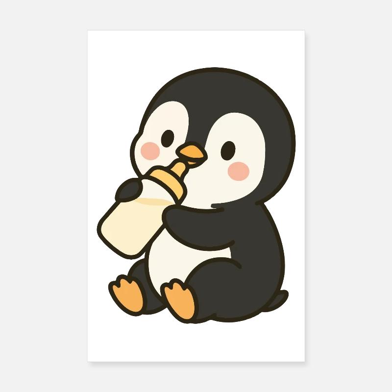 Fläschchen-Pinguin Poster 20x30 cm