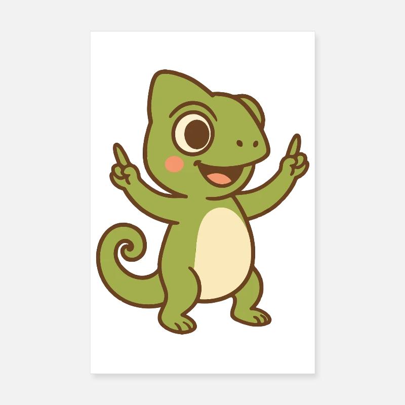 Bébé caméléon heureux Poster 20 x 30 cm