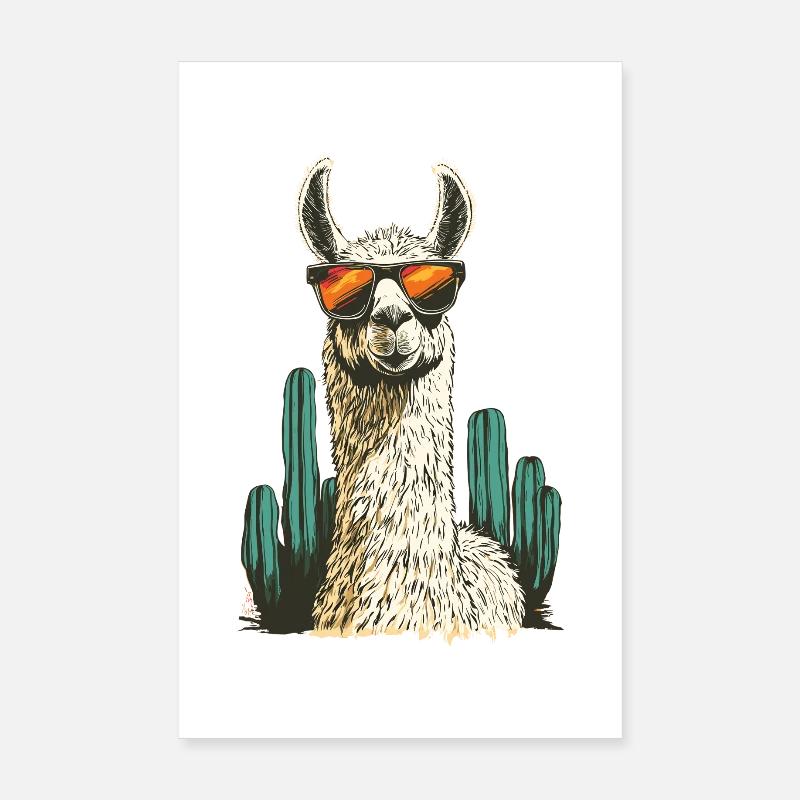 Funny Llama Alpaca Llama Animal Gift Poster 8" x 12" (20x30 cm)