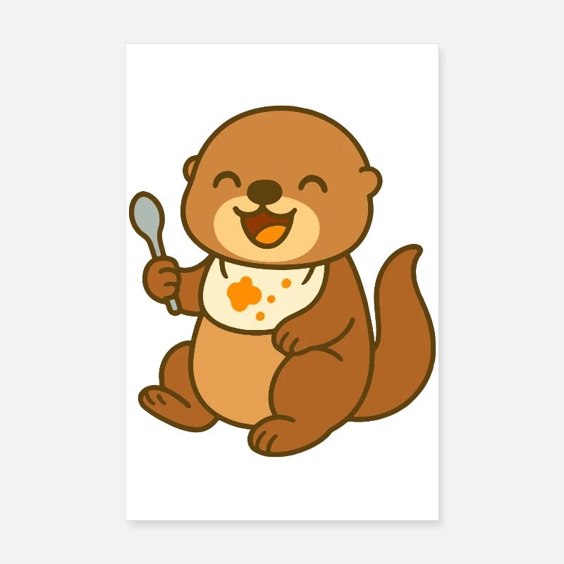 Sea Otter Snack Time Poster 8" x 12" (20x30 cm)