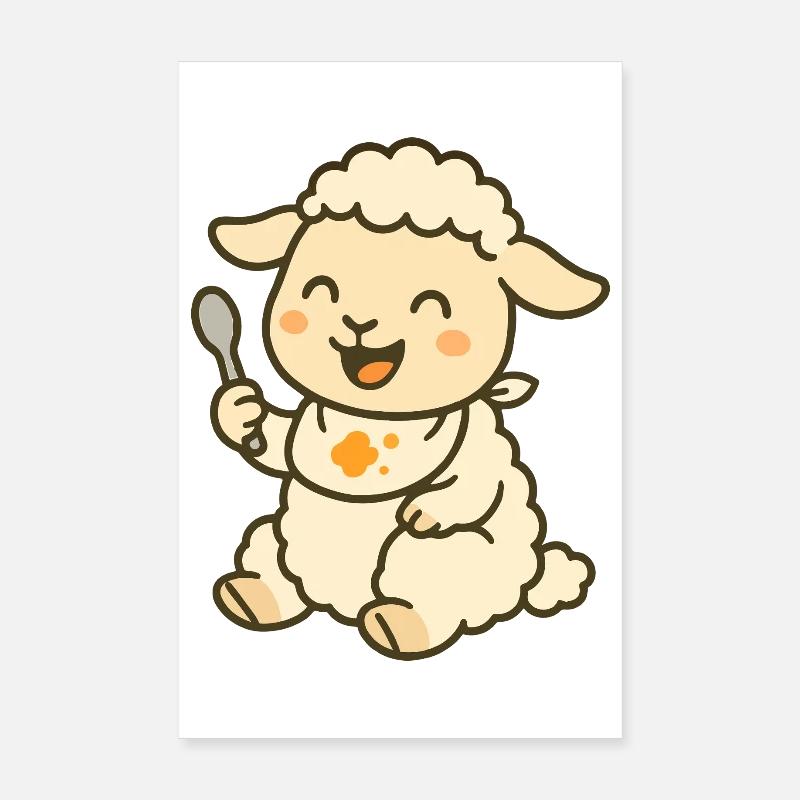Snackzeit mit Lamm Poster 20x30 cm