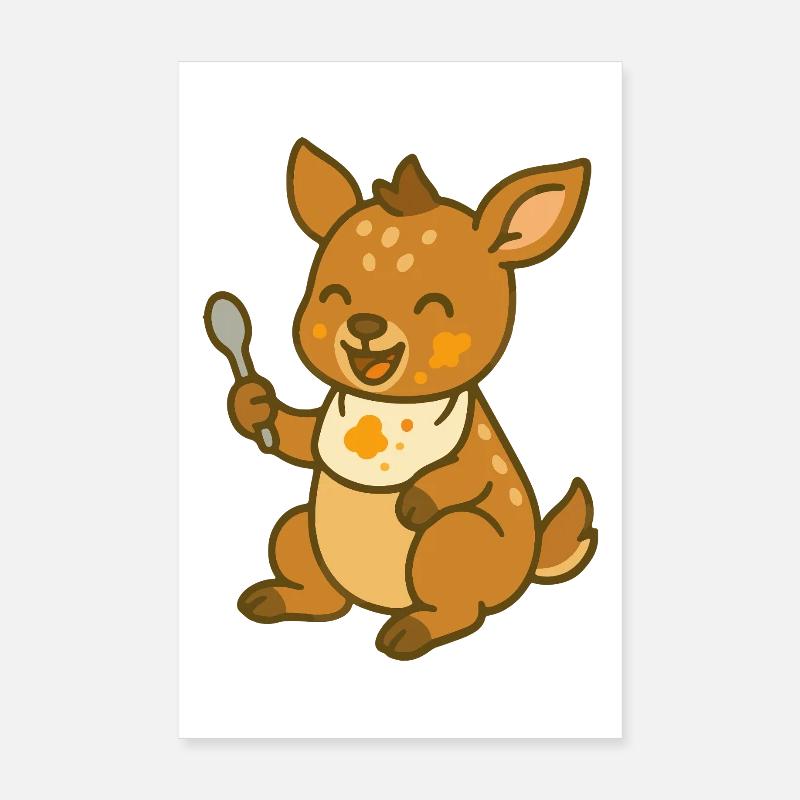 Nourrir avec le faon – Mignon bébé de la forêt Poster 20 x 30 cm