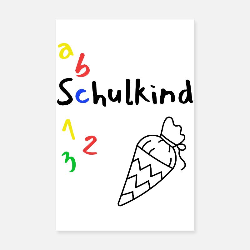 Schulanfang mit ABC und Schultüte Poster 20x30 cm