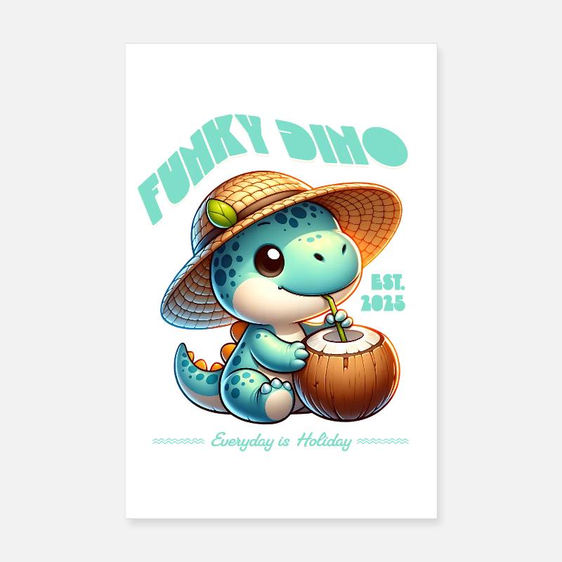 Funky Dino Kokosnuss Poster 20x30 cm