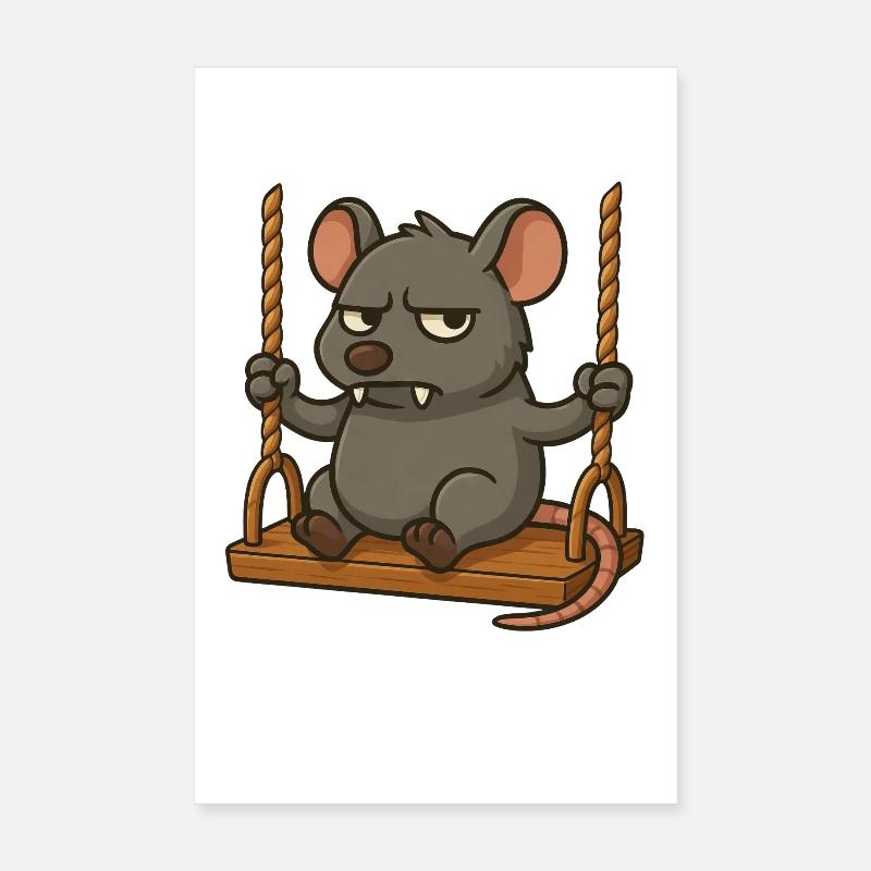Grumpy Mouse Rat Rocking Annoyed Angry Poster 8" x 12" (20x30 cm)