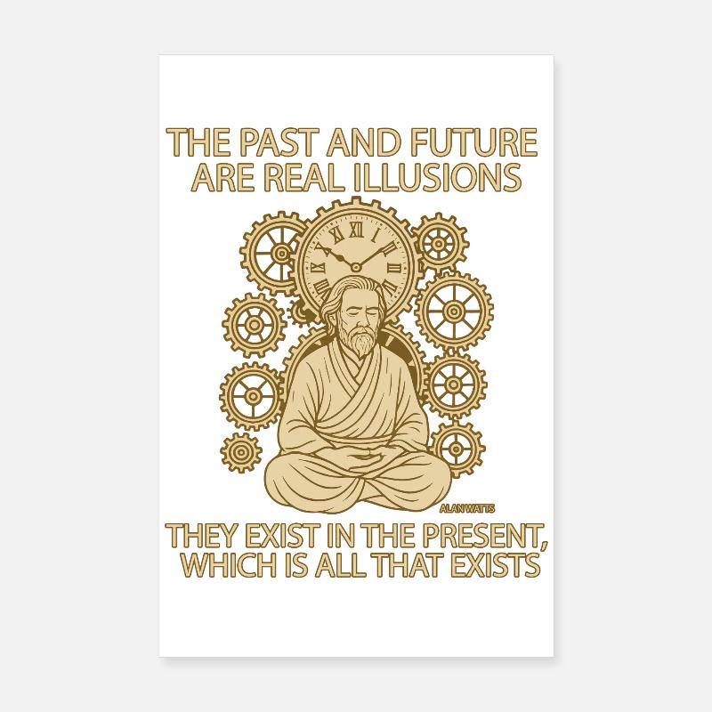 Alan Watts Present Time Citation Tee Poster 20 x 30 cm
