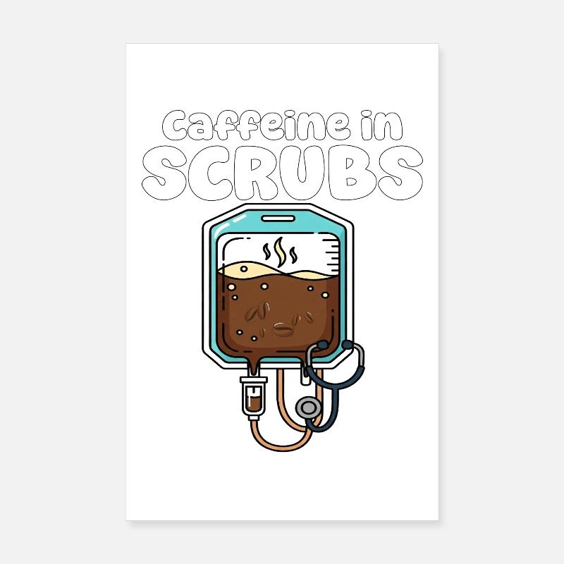 KOFFEIN IN PEELINGS - KRANKENSCHWESTER GESCHENK - Poster 20x30 cm - Weiß