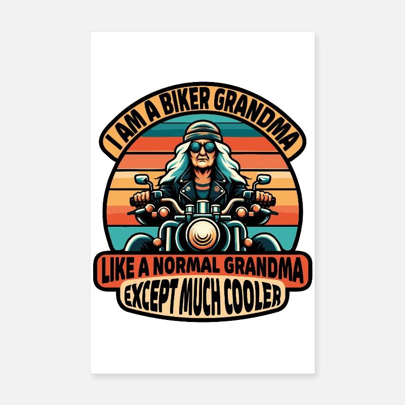 Mamie motarde avec une attitude cool Poster 20 x 30 cm