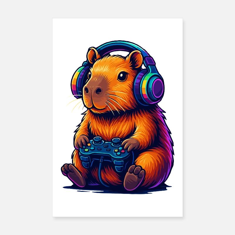 Gaming Capybara Vibes - Poster 8" x 12" (20x30 cm) - white