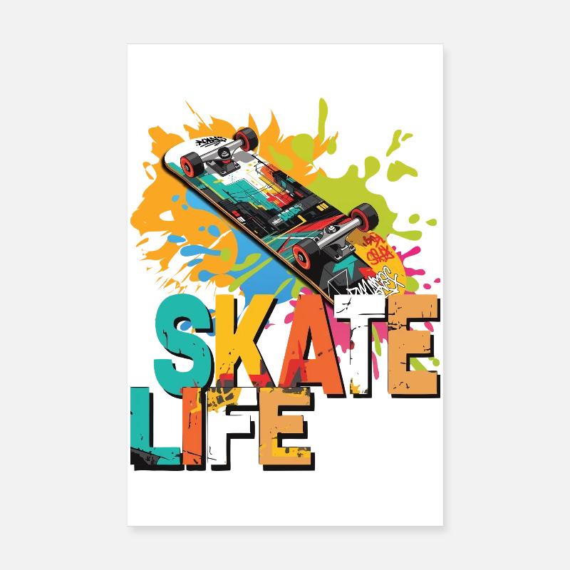 skateboard - Poster 8" x 12" (20x30 cm) - white