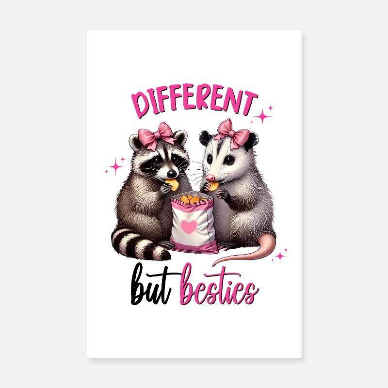 Différent mais meilleures amies, Amitié, Saint-Valentin - Poster 20 x 30 cm - blanc