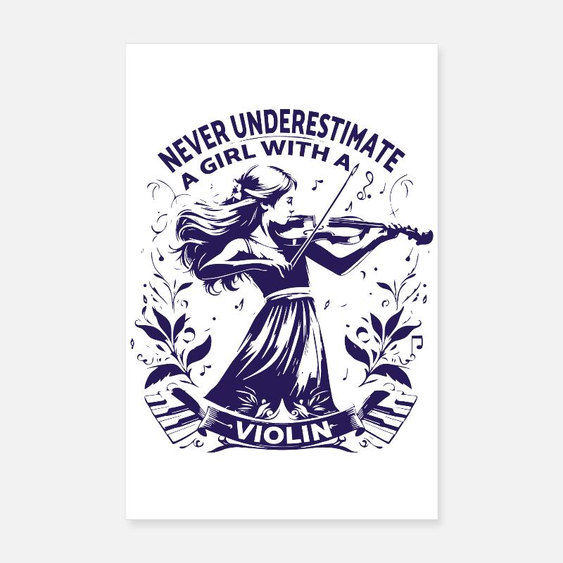Fille jouant du violon avec citation d’autonomisation Poster 20 x 30 cm