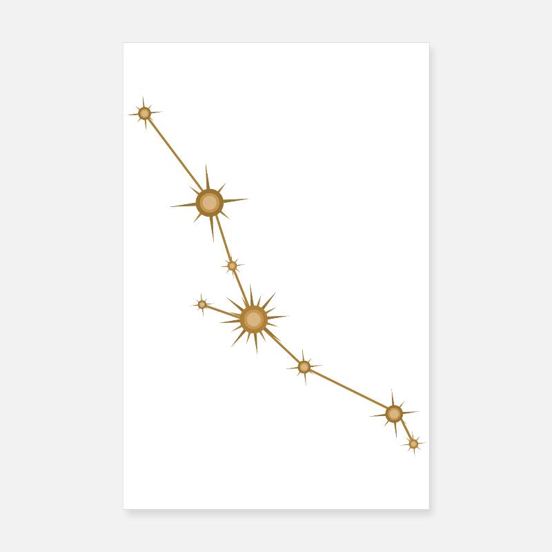 Constellation d’étoiles Taureau Signe de naissance Doré Poster 20 x 30 cm