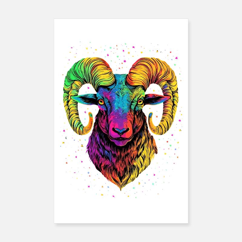Widder Mufflon Aries Wilde Schafe Männliches Schaf Poster 20x30 cm