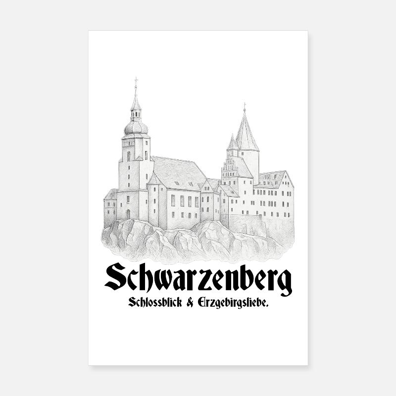 Schwarzenberg Schlossblick Poster 20x30 cm