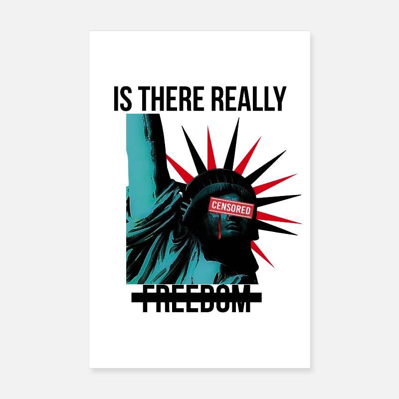 Rebellious Statue with Censorship Elements Poster 8" x 12" (20x30 cm)