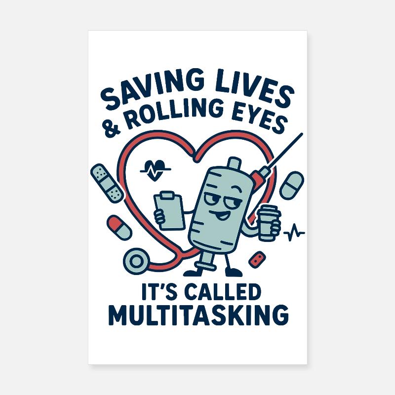 Multitasking Rettungsherz Design - Poster 20x30 cm - Weiß