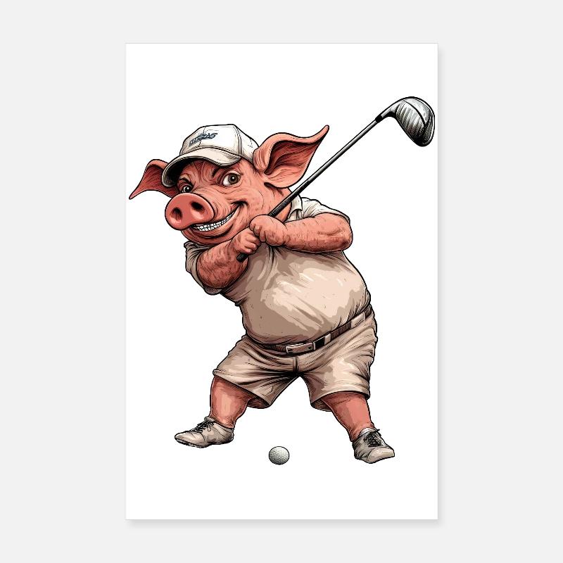 Cochon de golf Poster 20 x 30 cm