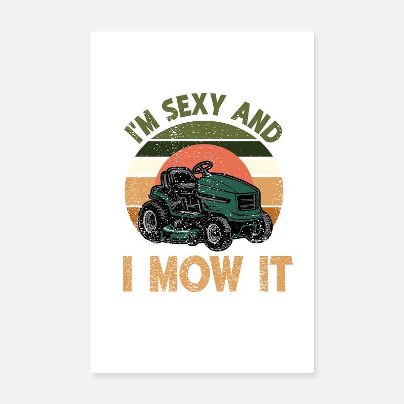 Funny mower tractor design Poster 8" x 12" (20x30 cm)