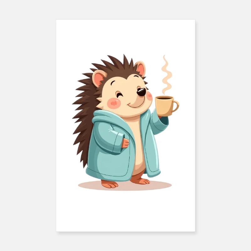 hérisson avec motif de pull de café Poster 20 x 30 cm